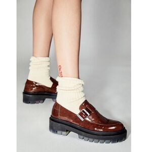 Brown Leather Loafers with Buckle Detail